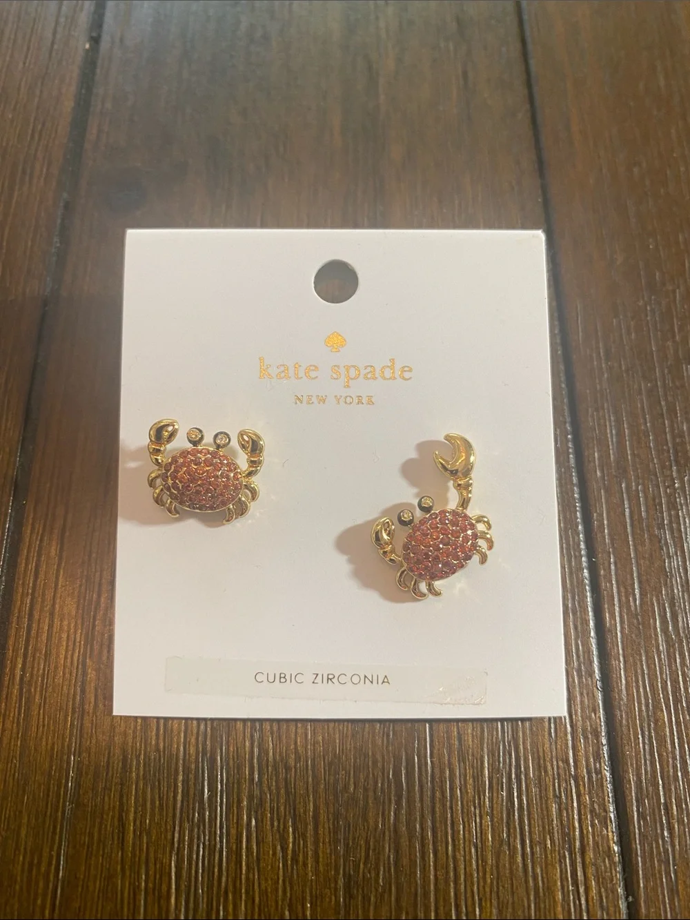 kate spade Gold Crab Stud Earrings with Orange Crystals
